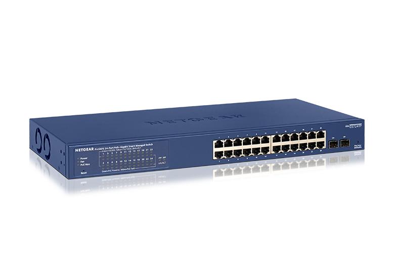 Netgear ProSafe GS724TP 24-Port Gigabit Ethernet PoE+ Smart Switch | 2 x 1G SFP Ports | 190W PoE Budget | Desktop / Rackmount Netgear ProSafe GS724TP 24-Port Gigabit Ethernet PoE+ Smart Switch | 2 x 1G SFP Ports | 190W PoE Budget | Desktop / Rackmount